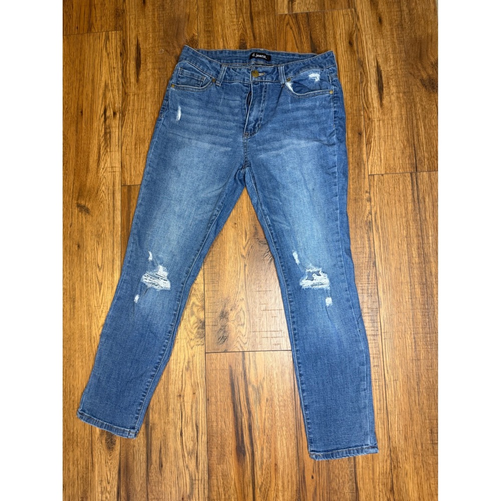 d.jeans Women Medium Wash Distressed Skinny Jeans Size 10 Cropped Denim Pants